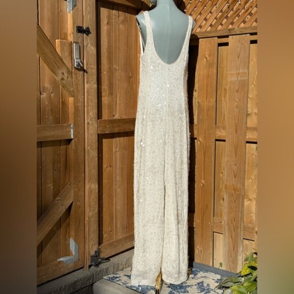🆕 SIMKHAI 🧿 NWOT Bex Sequined Embellished Maxi Dress, Ivory - Sz US 10 - Picture 10 of 14